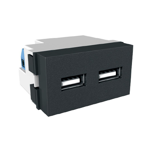 Toma usb doble de carga 2A Platinum negro